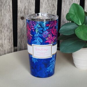 Lilly Pulitzer Blue Floral Stainless Steel Tumbler- Calypso Coast 20oz